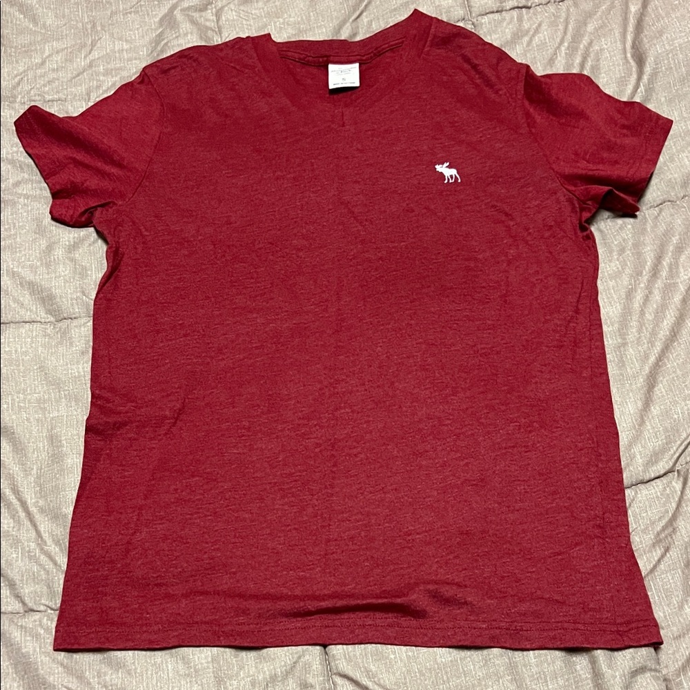 Abercrombie & Fitch Heathered Red Short Sleeve V-Neck Tee Small EUC